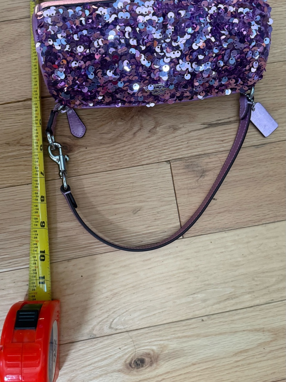 Coach Purple Sequin Wristlet Clutch